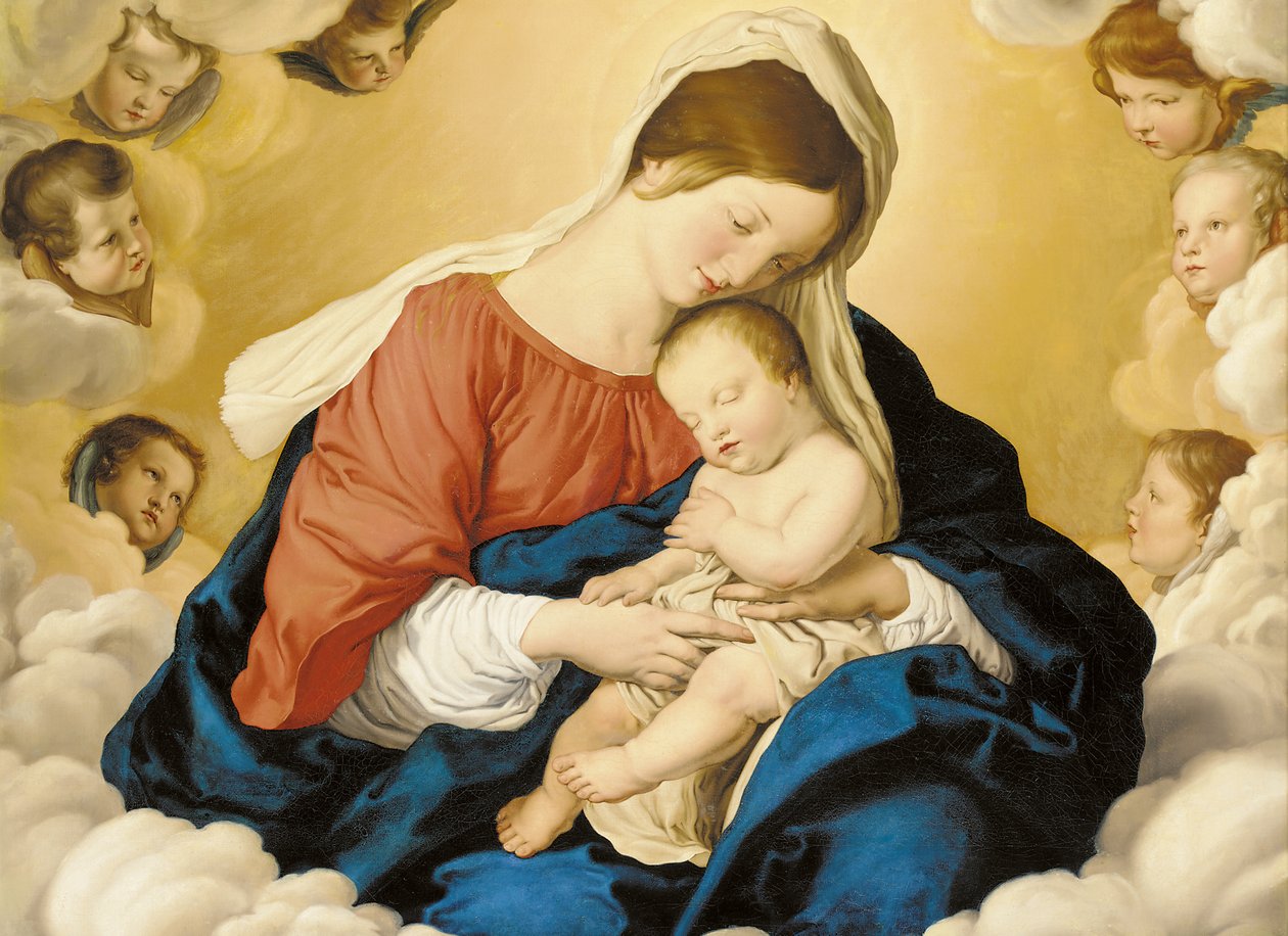 Madona a dítě ve slávě s cherubíny od Il Sassoferrato