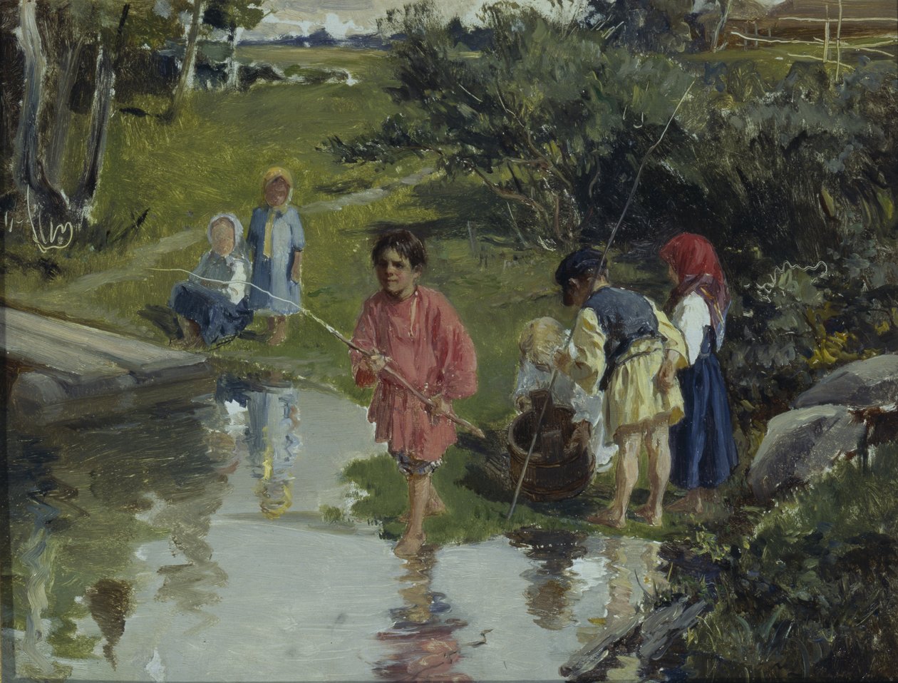 Rybaření dětí, 1882 od Illarion Mikhailovich Pryanishnikov