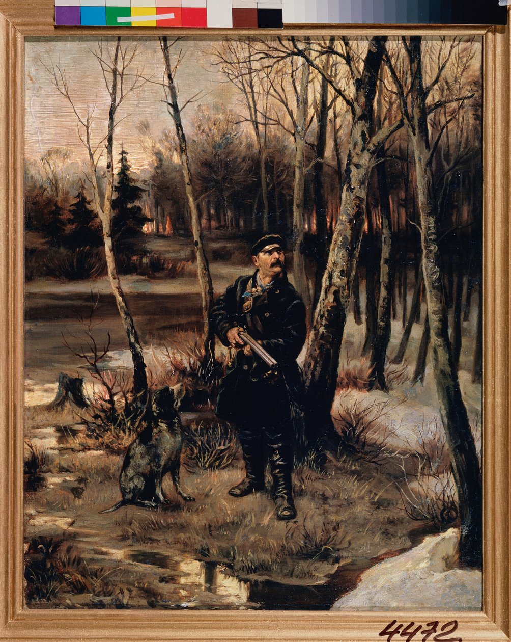 Lov sluky - Střelba sluky - Obraz Illarion Michajlovič Pryanishnikov (1840-1894), olej na plátně od Illarion Mikhailovich Pryanishnikov