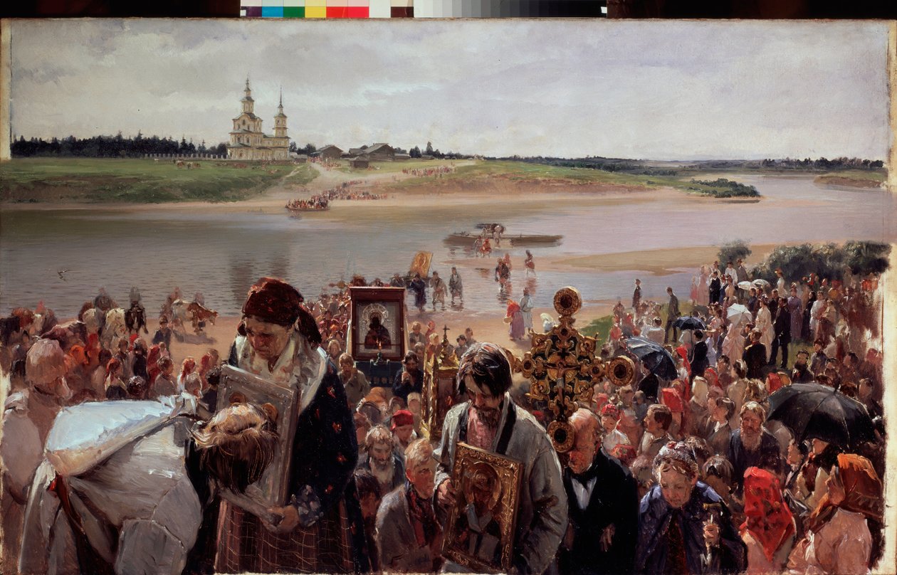velikonoční průvod. Obraz Illarion Michajlovič Pryanishnikov (1840-1894), olej na plátně od Illarion Mikhailovich Pryanishnikov