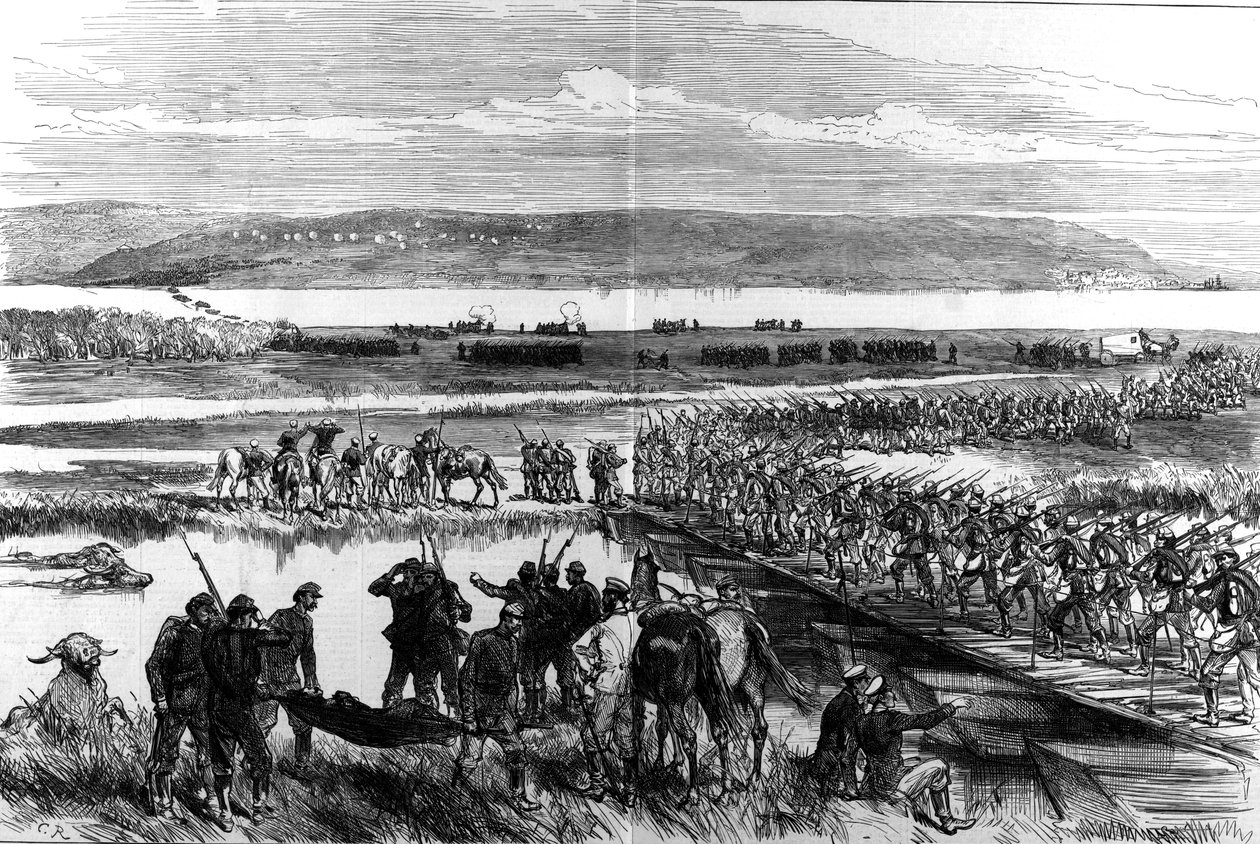 Průchod Dunaje Rusy u Simnitzy od Illustrated London News