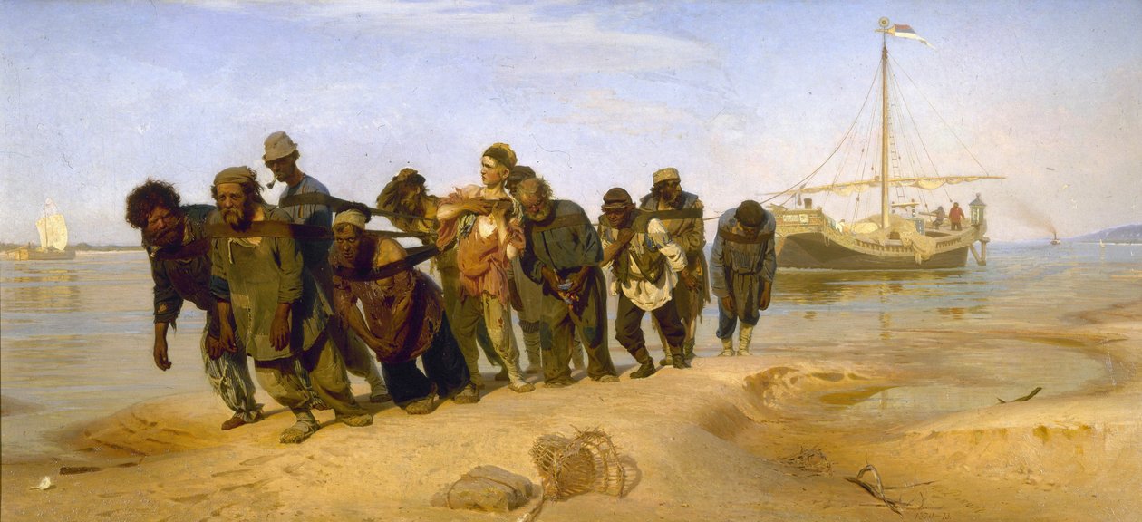 Nákladní čluny na Volze od Ilya Efimovich Repin