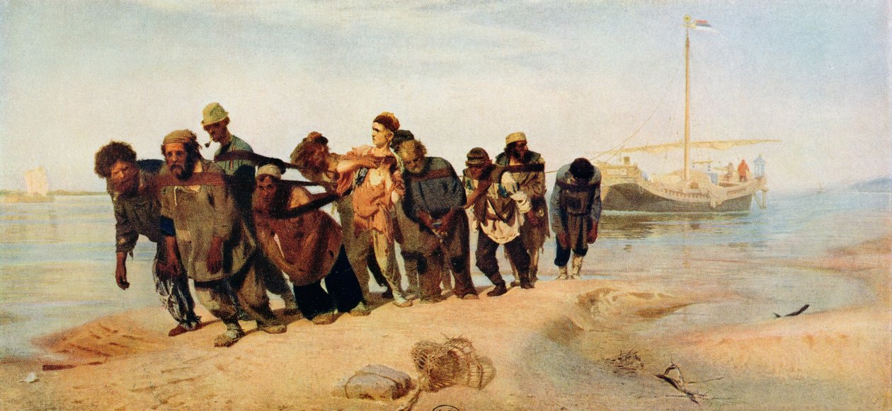 Odsouzení táhnoucí loď po řece Volze, Rusko, 1873 od Ilya Efimovich Repin