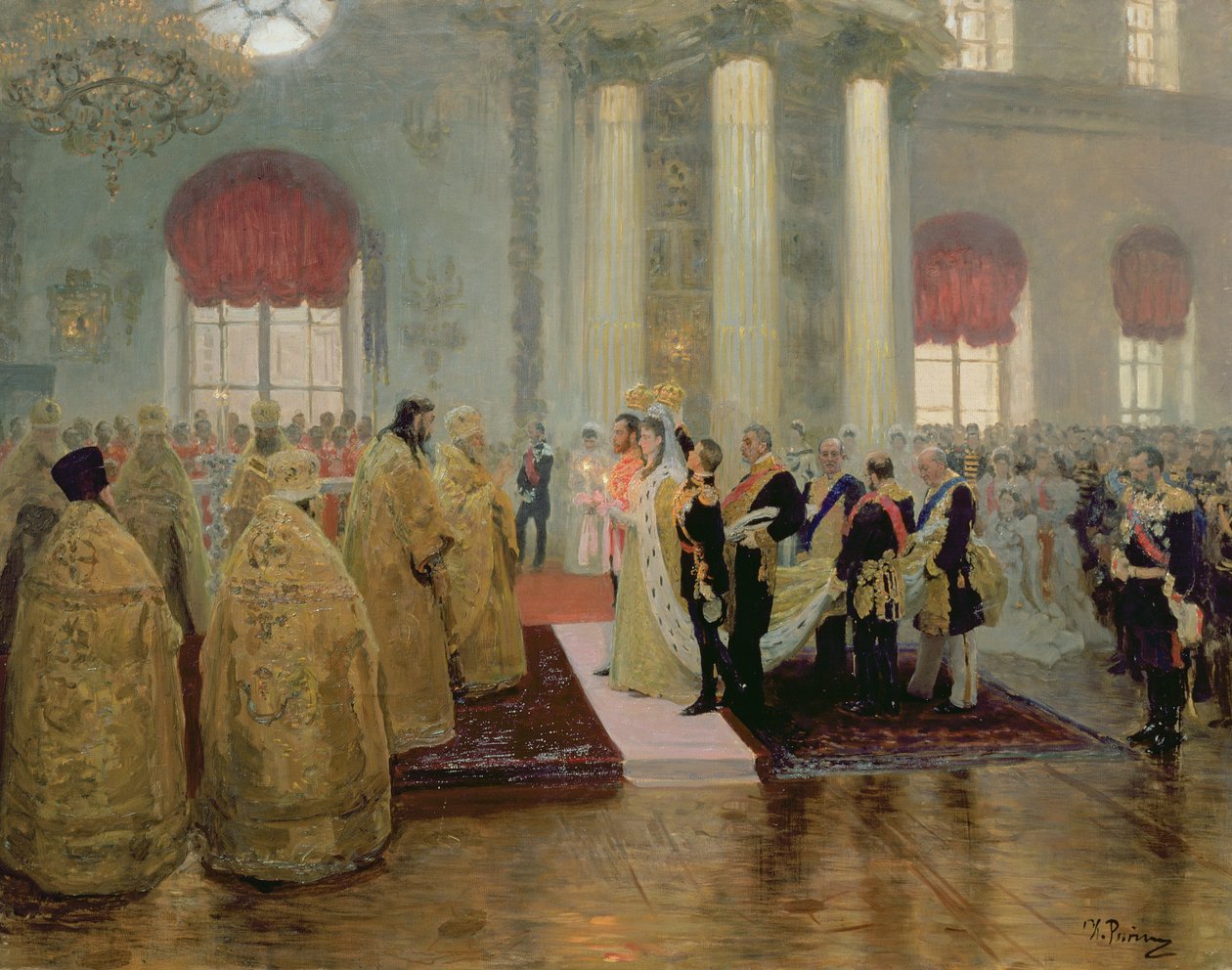 Sňatek cara Mikuláše II. (1868-1918) a Alexandry Fjodorovny (1872-1918) 1894 od Ilya Efimovich Repin