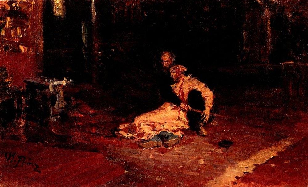 Ivan Hrozný a jeho syn Ivan. od Ilya Efimovich Repin