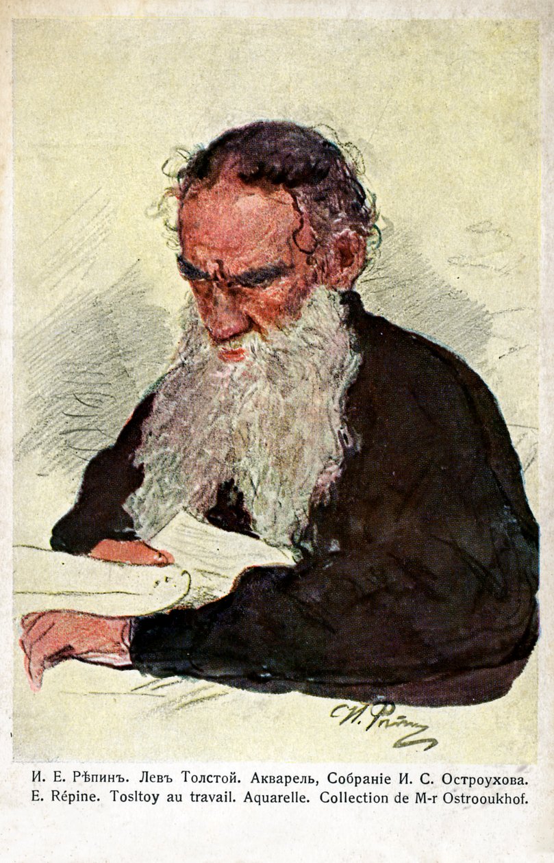 Lev Tolstoj při práci od Repina od Ilya Efimovich (after) Repin