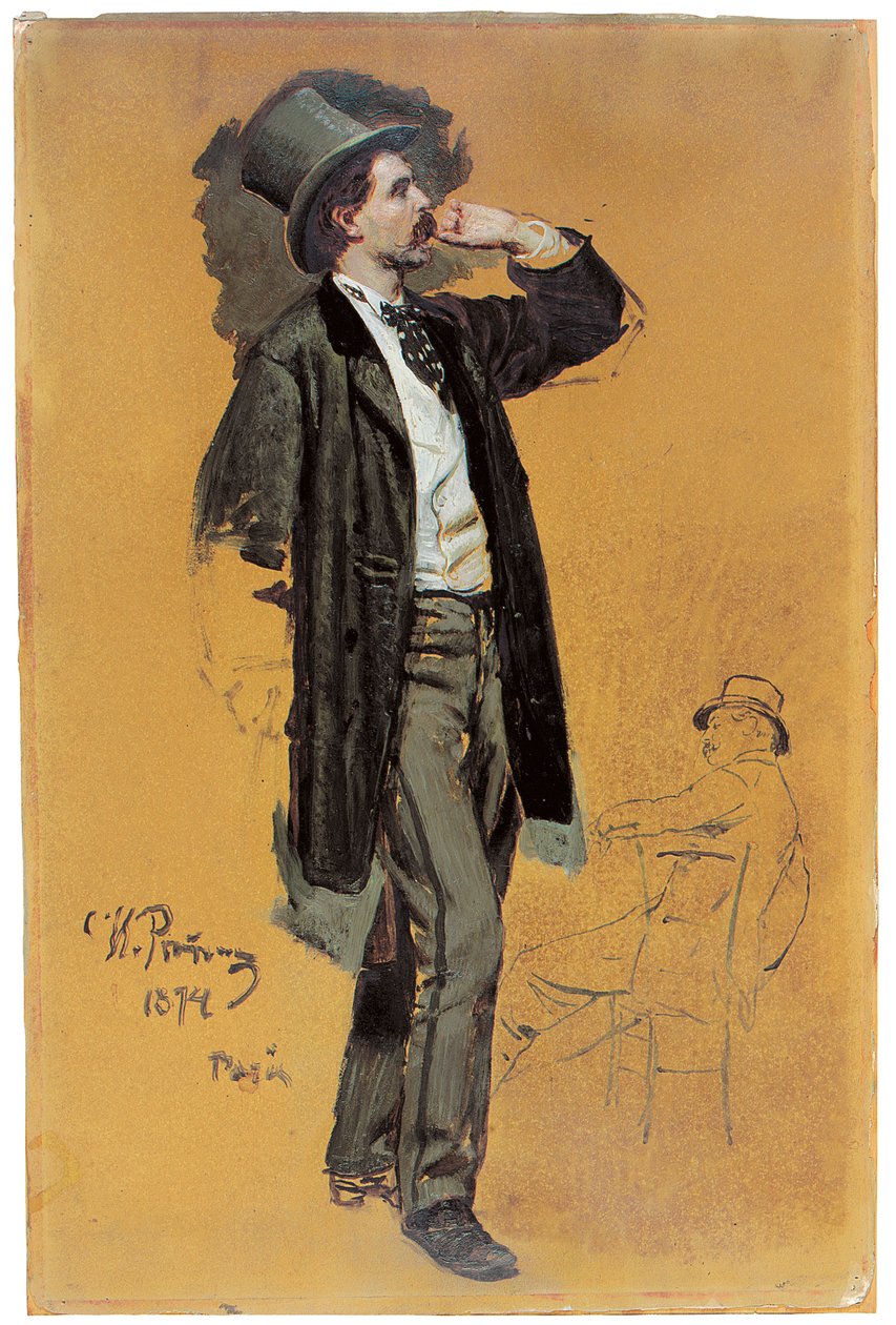 Studie pro "pařížskou kavárnu" od Ilya Efimovich Repin