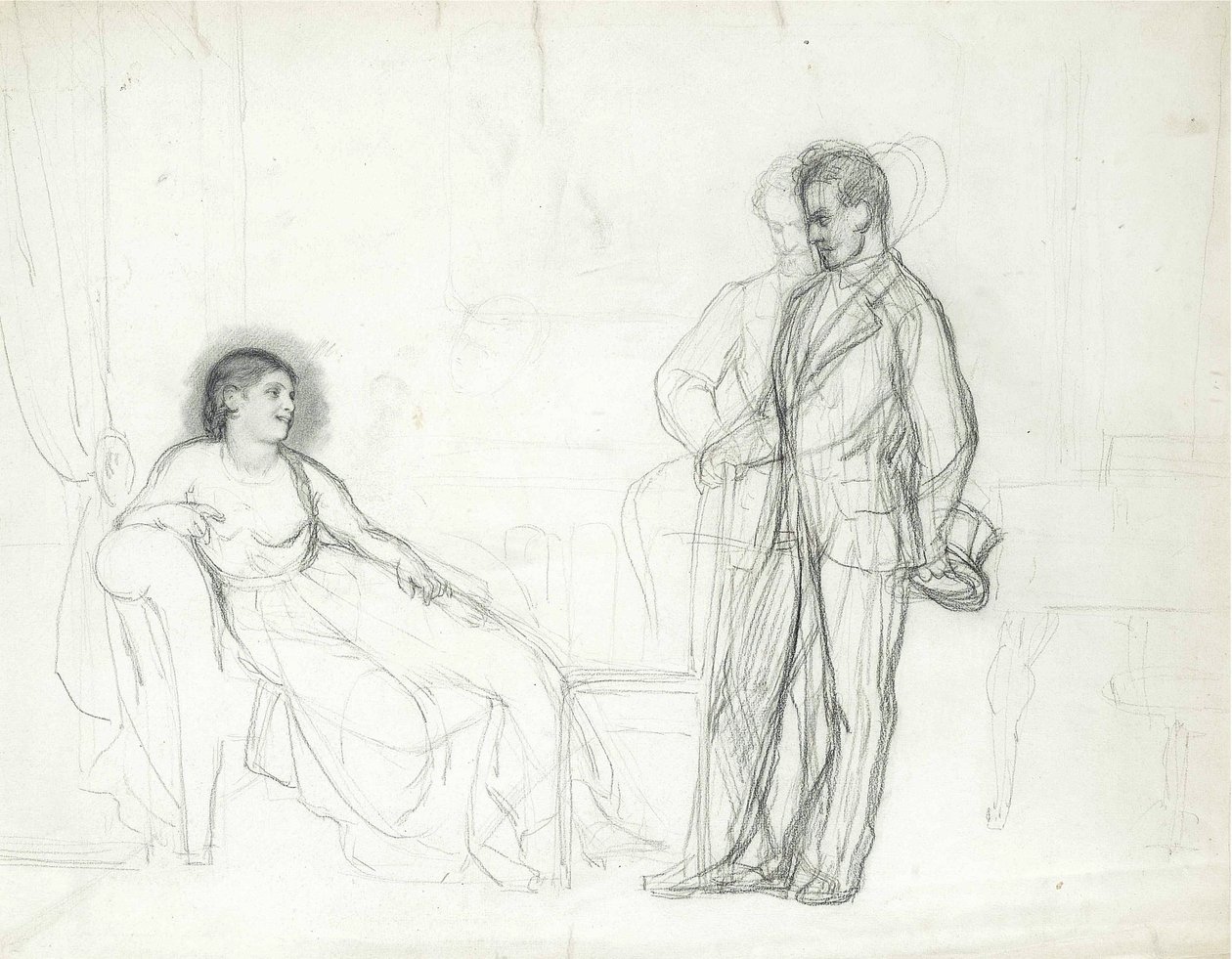 Adelina Patti (1843-1919) jako Violetta v opeře La traviata od Giuseppe Verdiho par Repin, Ilja Jefimovič (1844-1930), konec 60. let-počátek 70. let 19. století - Tužka na papíře - Konstantinův palác, Petrohrad od Ilya Efimovich Repin