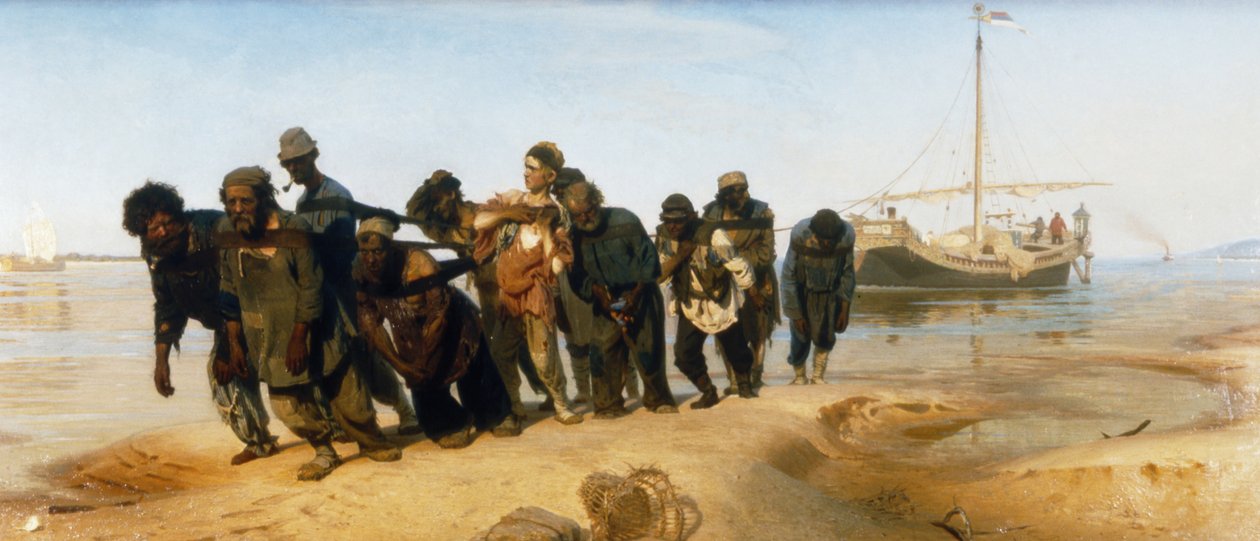 Bárkové tahače na Volze (Rusko) od Ilya Efimovich Repin