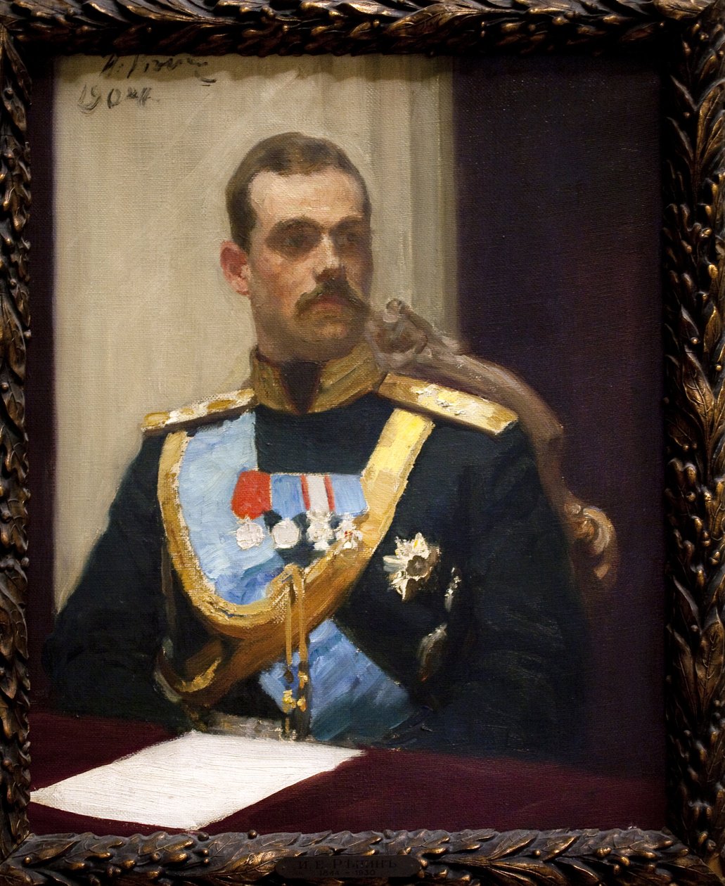 Velkokníže Michail Alexandrovič Romanov neboli Michael Ruský (1878-1918). Olej na plátně od Ilya Efimovich Repin