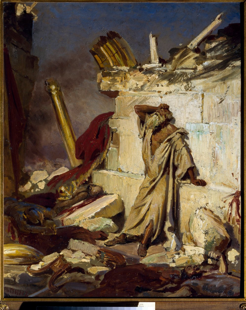 ""Jeremie truchlí nad zničením Jeruzaléma"" Obraz Ilji Jefimoviče Repina (Ilia Repin) (1844-1930) 1870, Rozměr 91,3 x 75 cm Státní Treťjakovská galerie, Moskva od Ilya Efimovich Repin