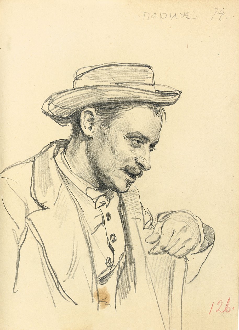 Muž s kloboukem v profilu, c. 1872-1875 od Ilya Efimovich Repin