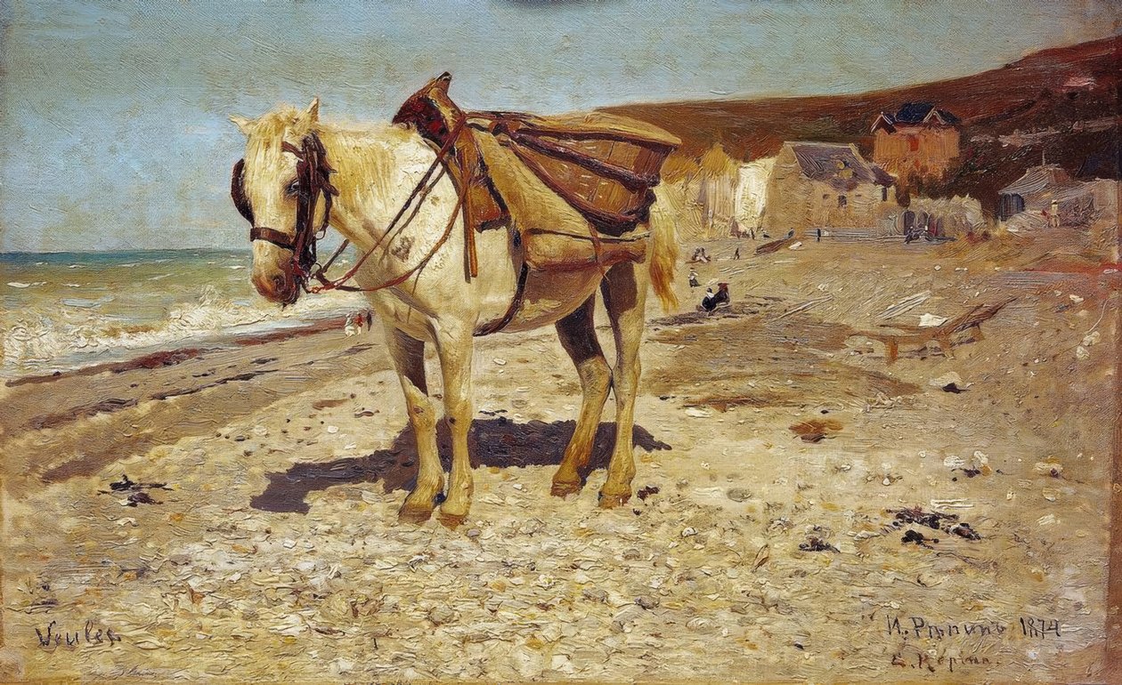 Kůň jezdit po kamenech ve Veules od Ilya Efimovich Repin