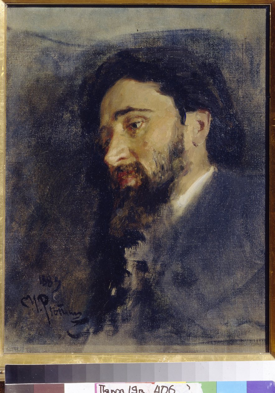 Portrét spisovatele Vsevoloda Michajloviče Garchina (1855-1888). (portrét autora V. M. Garshina). Obraz Ilja Refimovič Repin (Ilia Repin) (1844-1930), olej na plátně od Ilya Efimovich Repin