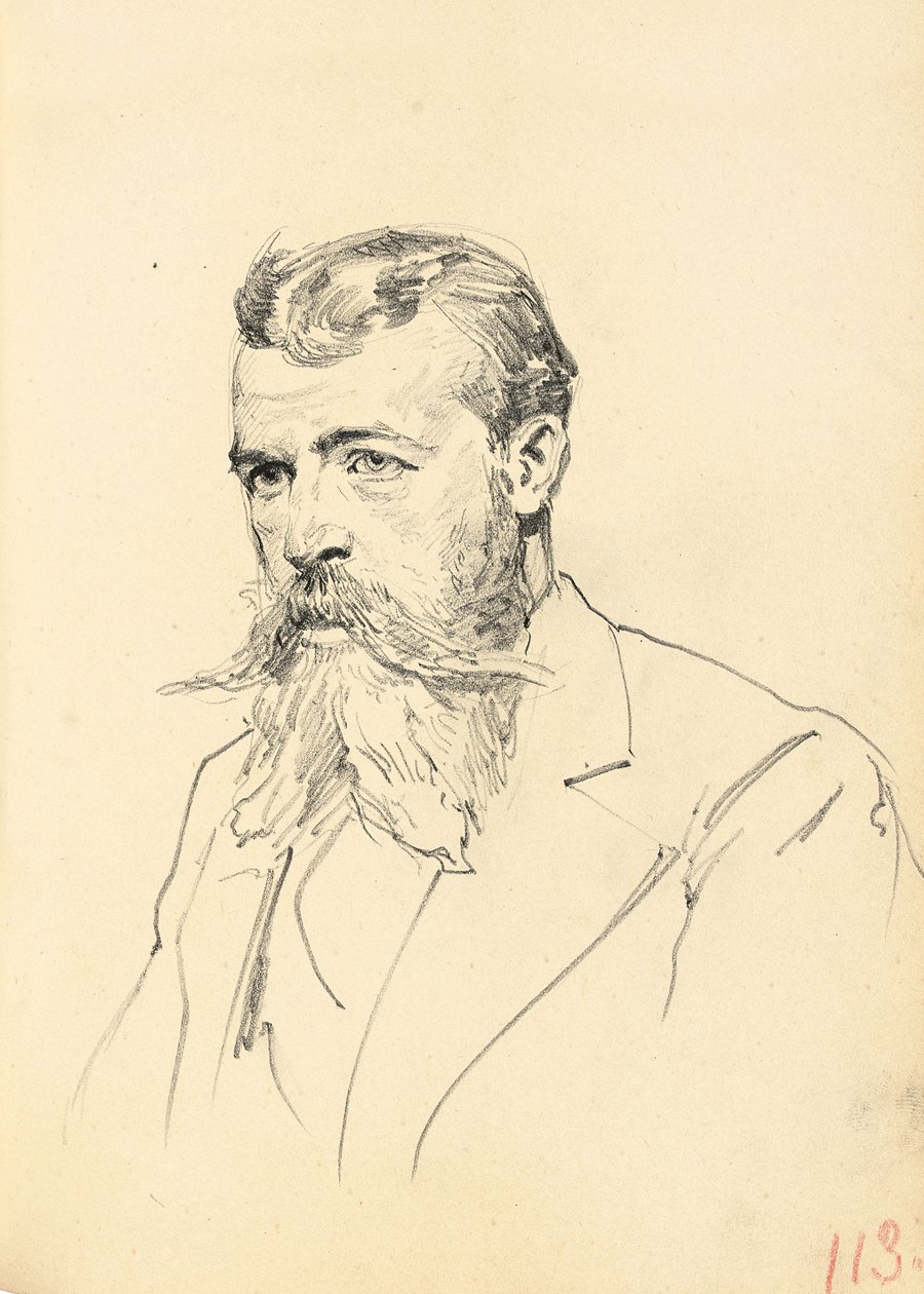 Portrét muže s knírkem a vousy, c. 1872-1875 od Ilya Efimovich Repin
