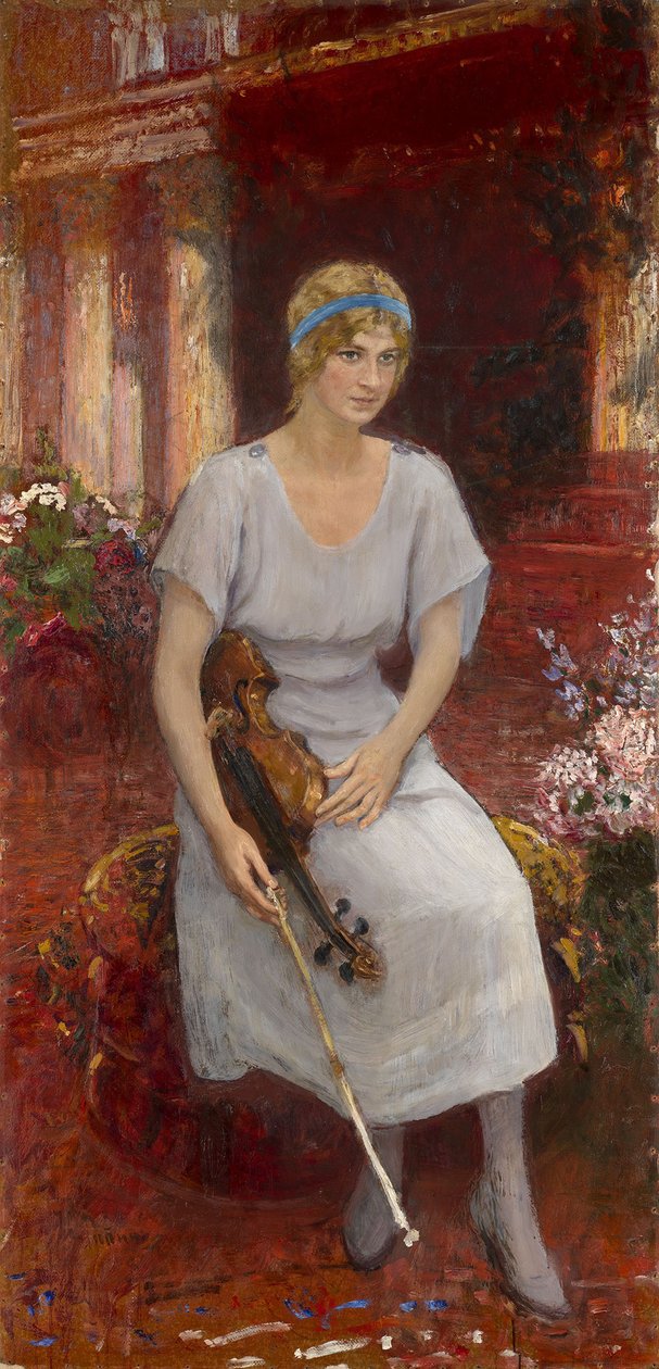 Portrét houslistky Cecilie Hansen 1897-1989, 1922 od Ilya Efimovich Repin