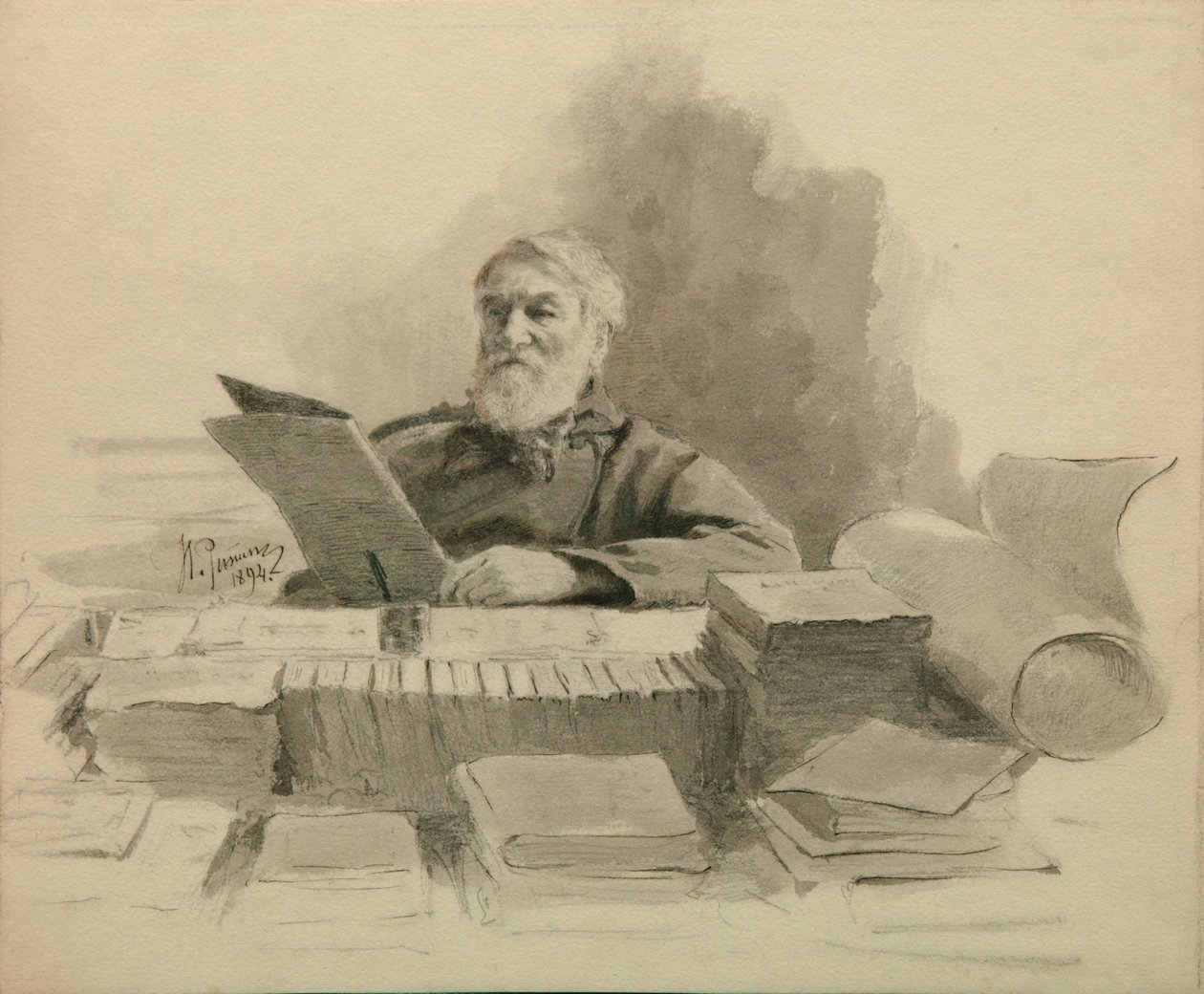 Portrét autora Dmitrije Grigoroviče 1822-1899, 1894 od Ilya Efimovich Repin