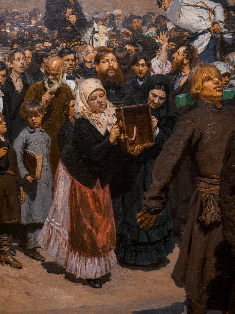 NÁBOŽENSKÝ PRŮVOD V PROVINCI KURSK (detail) od Ilya Efimovich Repin