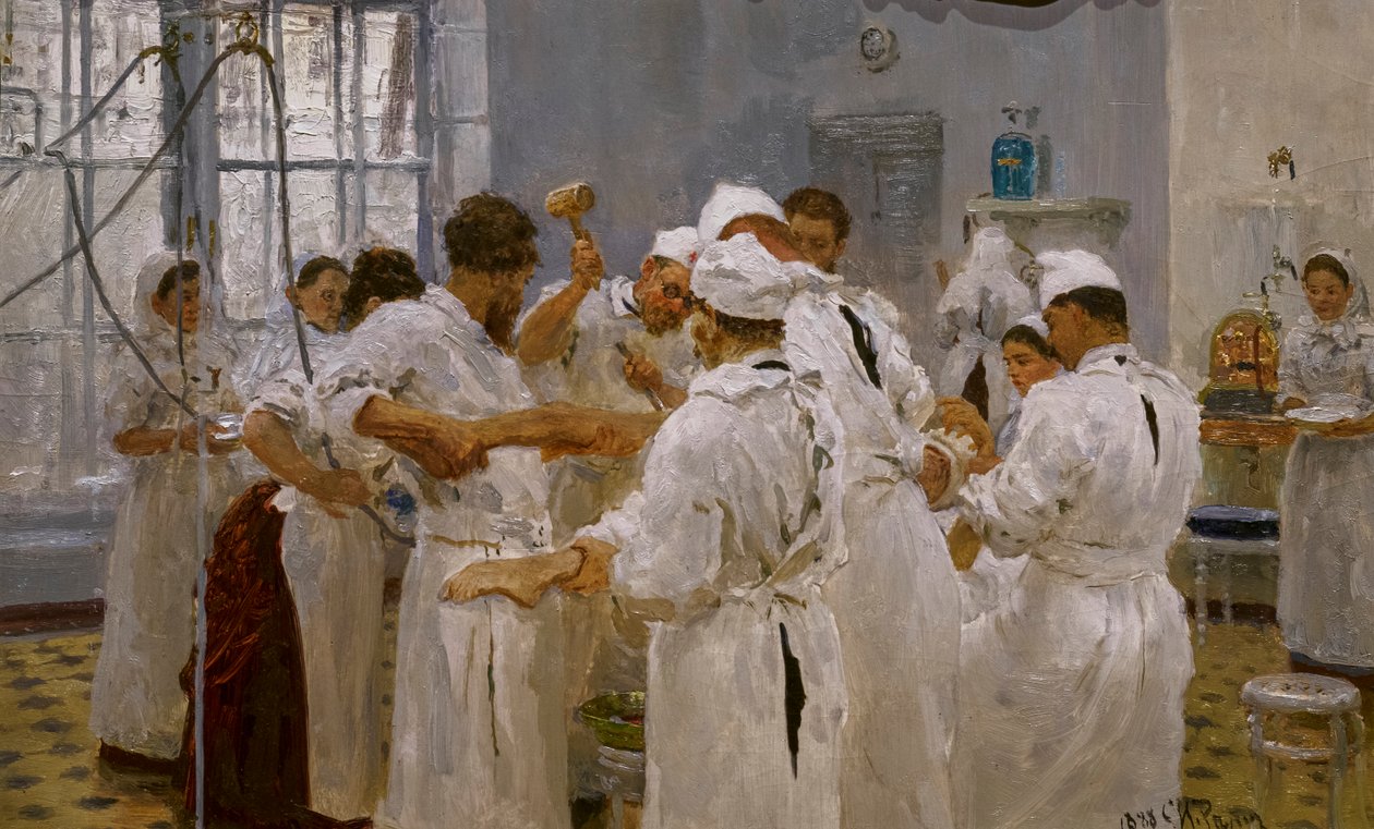 CHIRURG EVGUÉNY PAVLOV NA OPERAČNÍM SÁLU od Ilya Efimovich Repin