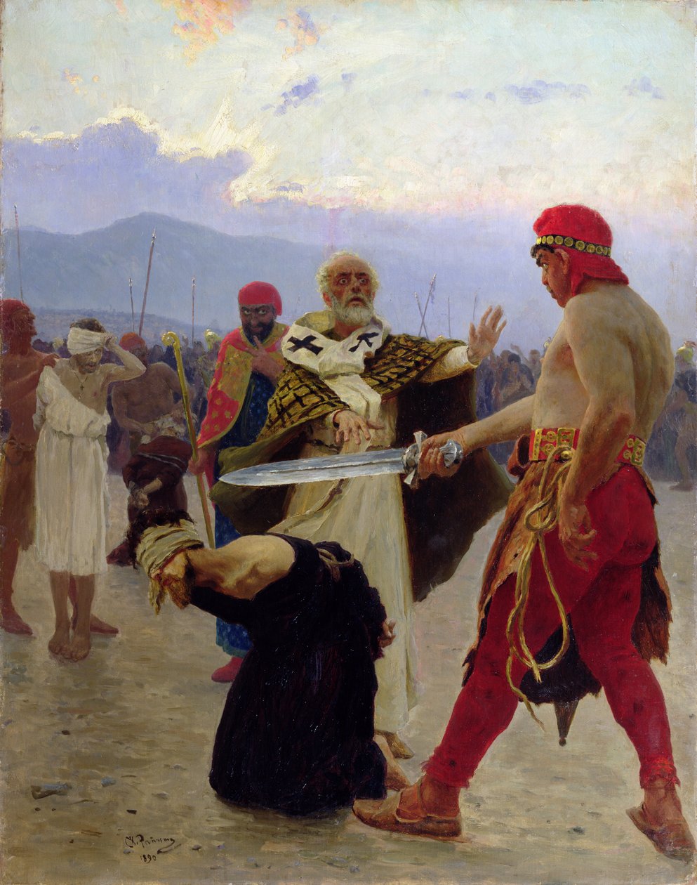 Svatý Mikuláš z Myry zachrání tři nevinné před smrtí, 1890 od Ilya Efimovich Repin