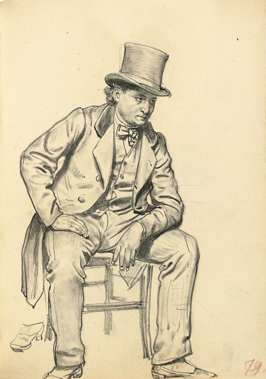 Sedící muž, paže opřená o nohu, c. 1872-1875 od Ilya Efimovich Repin