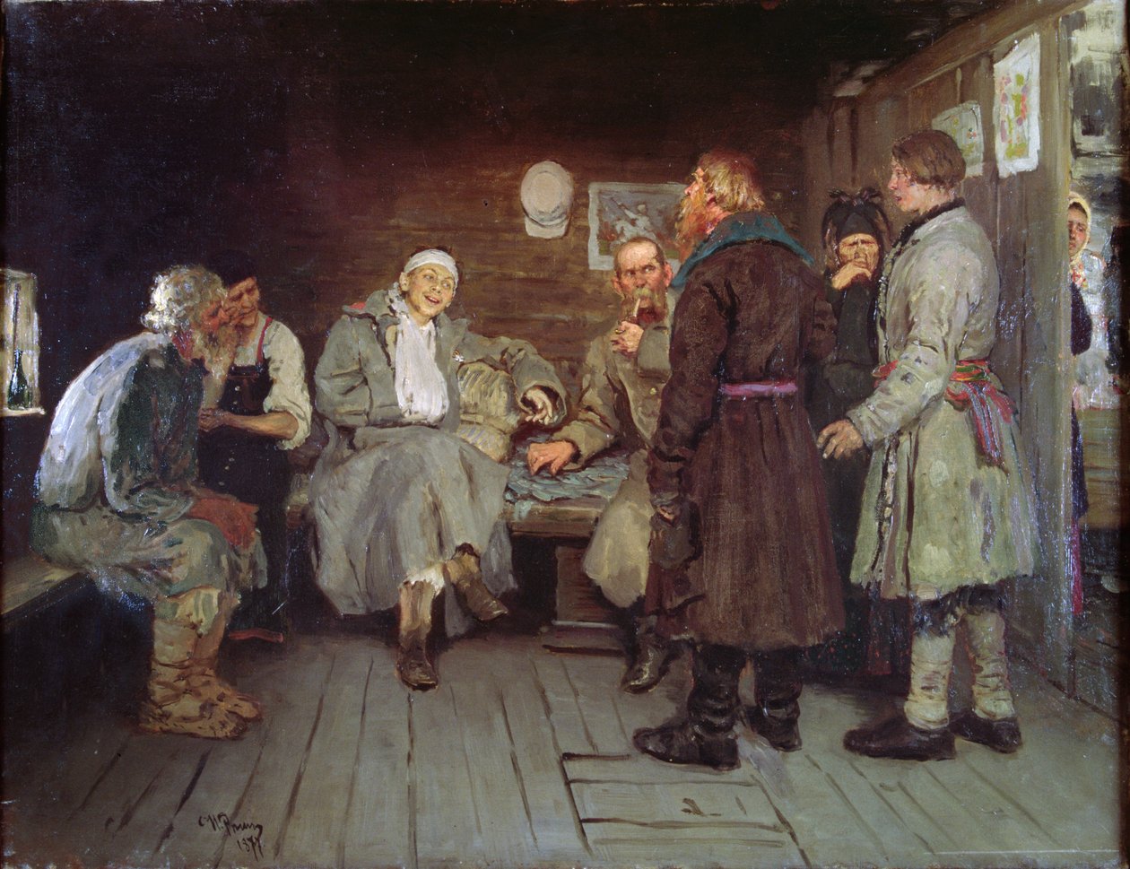Příběh vojáků, 1877 od Ilya Efimovich Repin