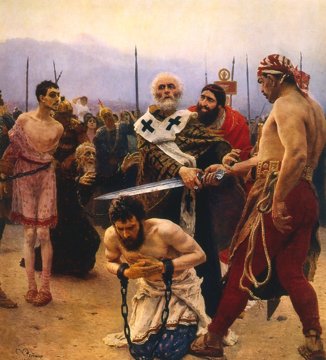 Svatý Mikuláš zachraňující tři nevinné před popravou, c1888 od Ilya Efimovich Repin