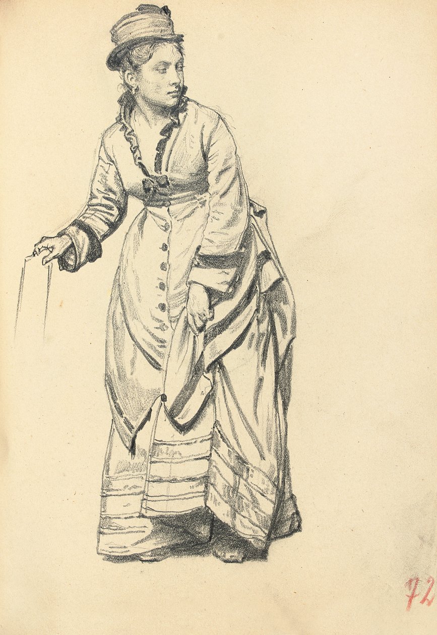 stojící žena držící její šaty, c. 1872-1875 od Ilya Efimovich Repin