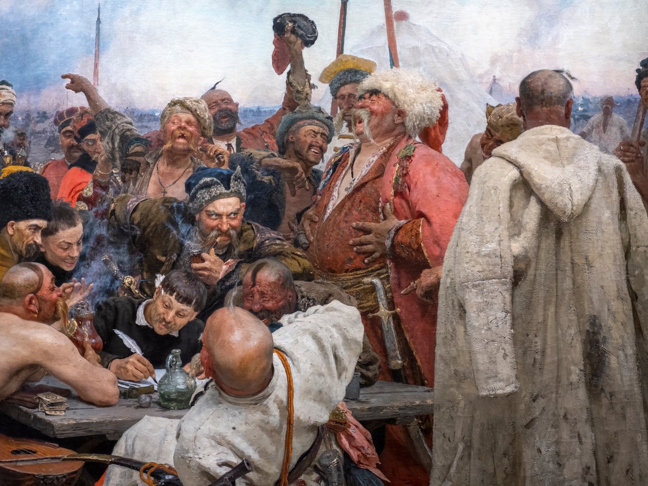 ZÁPOROŽSKÉ KOZÁKY PÍSAJÍ DOPIS TURECKÉMU SULtánovi od Ilya Efimovich Repin