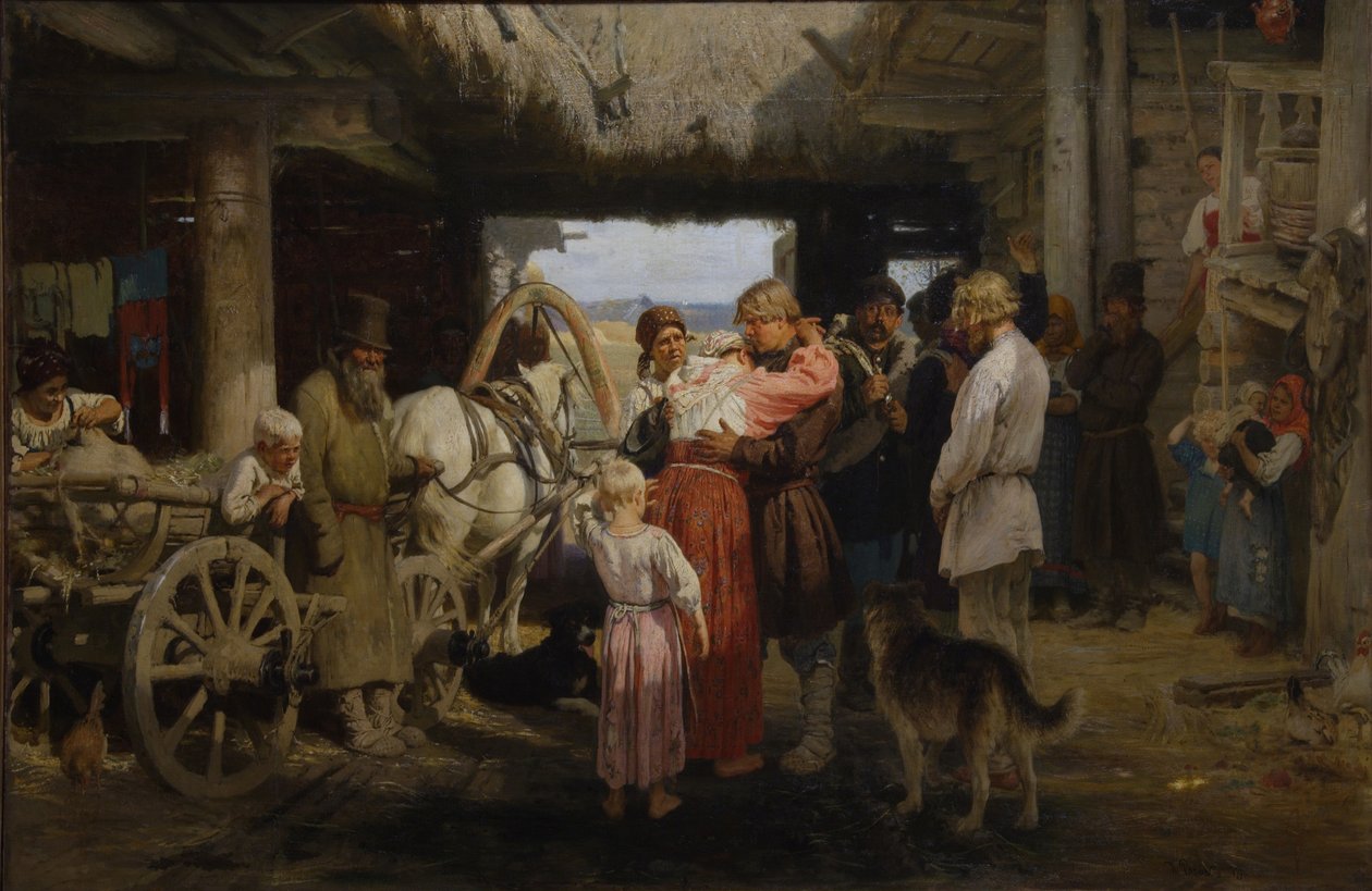 Sbohem rekrutů, 1879 od Ilya Efimovich Repin
