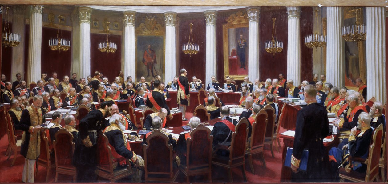 Stoleté zasedání Státní rady v paláci Marie 5. května 1901 od Ilya Efimovich Repin