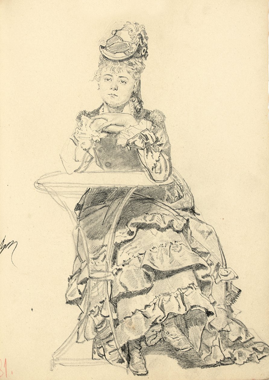 Žena sedící u stolu v kavárně, c. 1872-1875 od Ilya Efimovich Repin