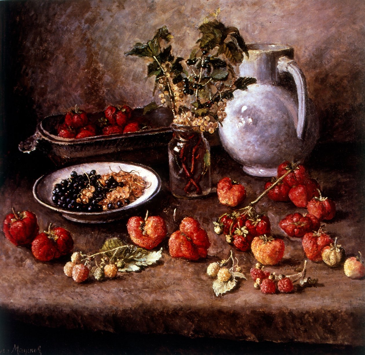 Zátiší s jahodami 1943 (olej na plátně) od Ilya Ivanovich Mashkov