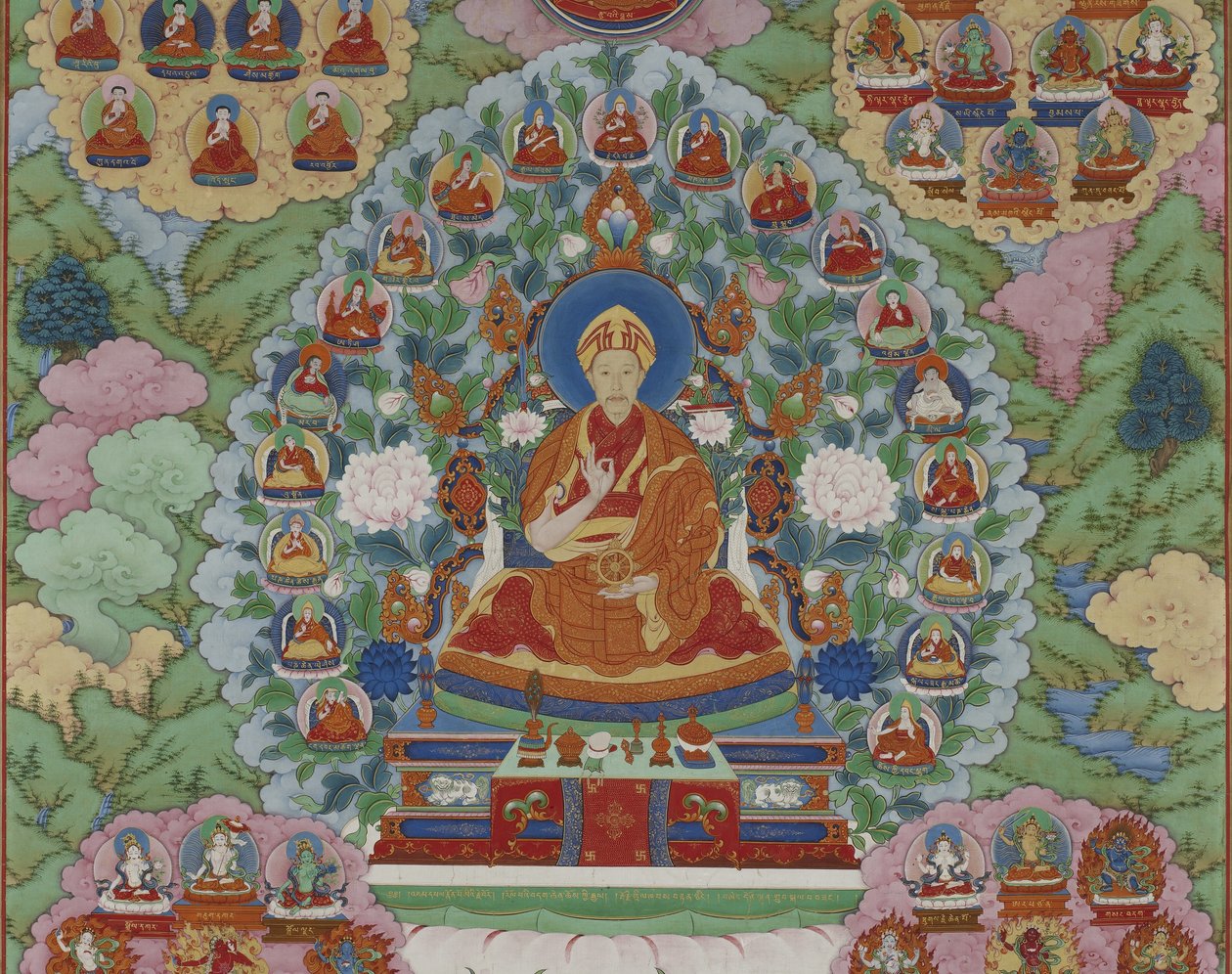 Detail od císaře Qianlong jako Manjusri, bódhisattva moudrosti, dynastie Qing od Imperial Workshop