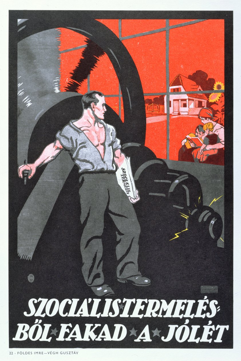 Blahobyt je produktem socialistické výroby, plakát maďarské komunistické revoluce, 1919 od Imre Foeldes