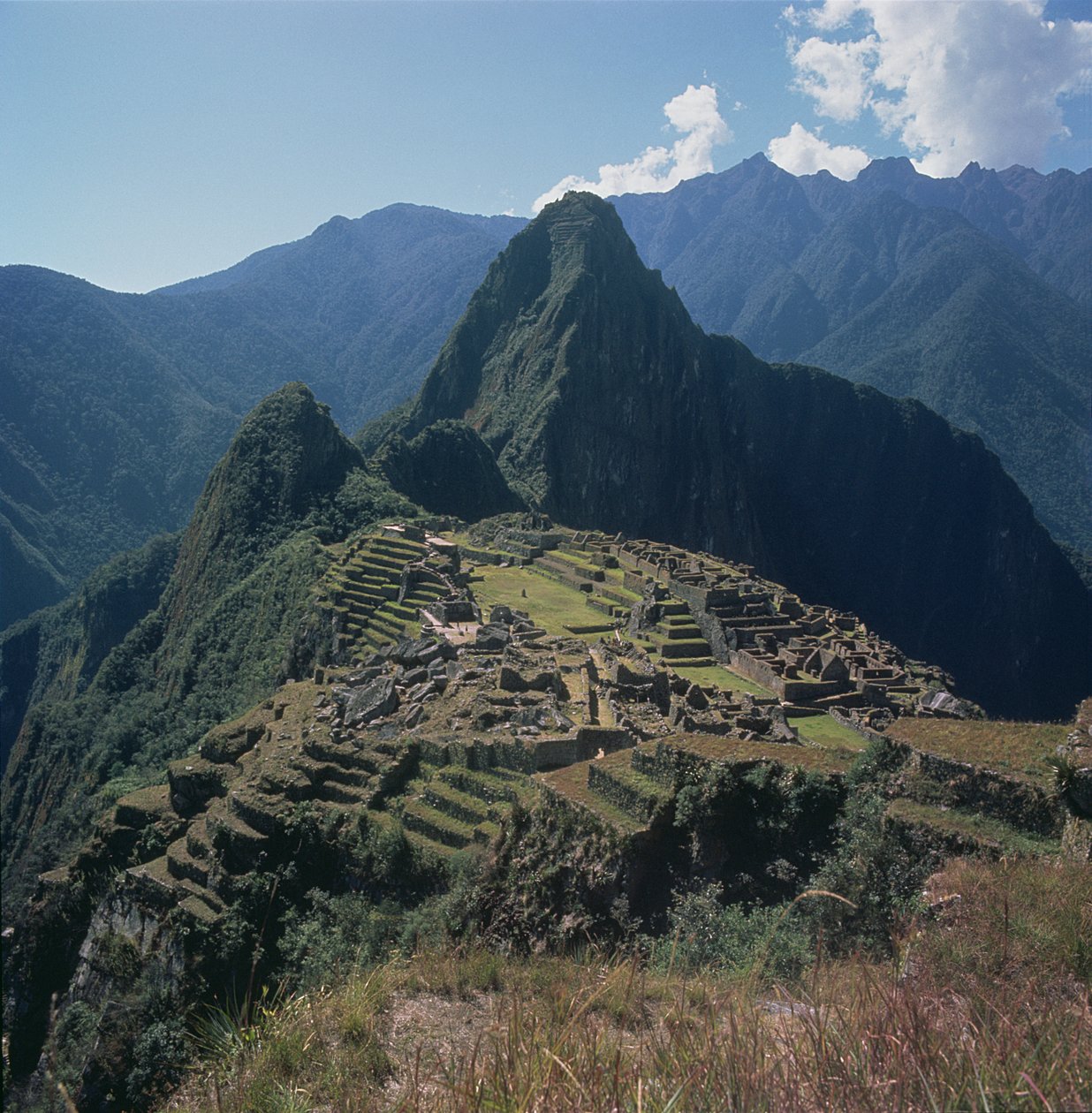 Pohled na citadelu v Machu Picchu od Incan