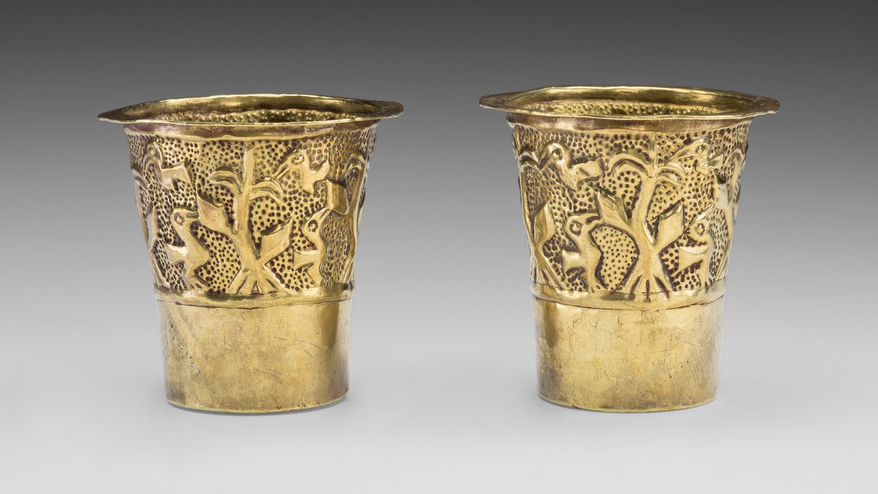 Pár kádinek zobrazující ptáky v kukuřičném poli, n. l. 1100-1438 od Incan