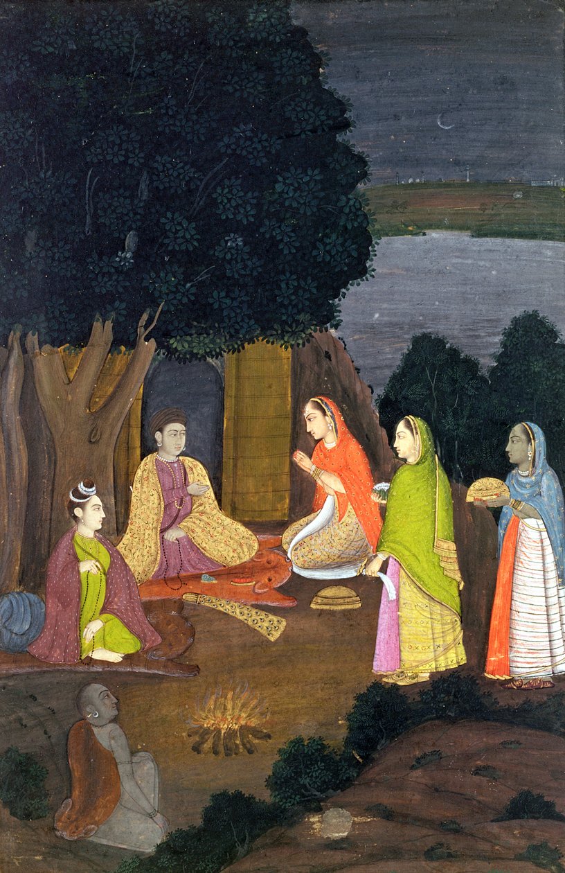 Dámy navštěvující Yogini, škola Faqurullah Khan, Lucknow, Uttar Pradesh (neprůhledné wc na papíře) od Indian School
