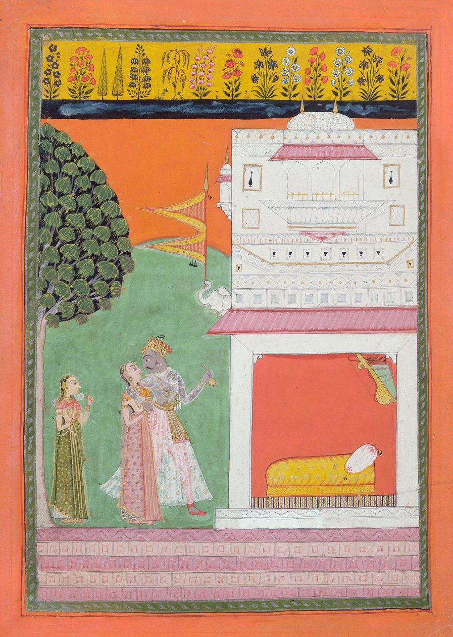 Milenci se blíží k ložnici, Malwa, kolem roku 1680 od Indian School