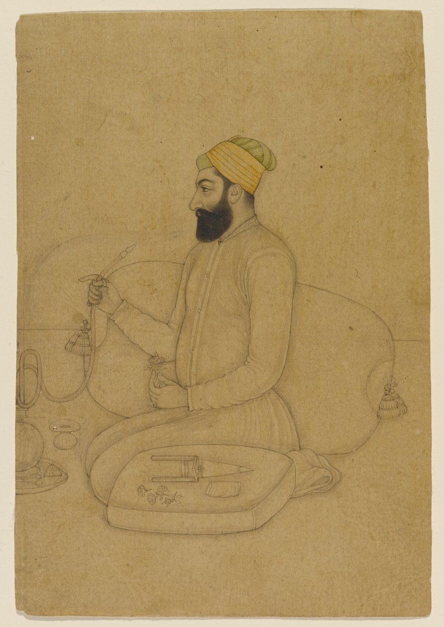 Portrét Mirzy Dakhani, Naubat Khan (mytí na papíře) od Indian School