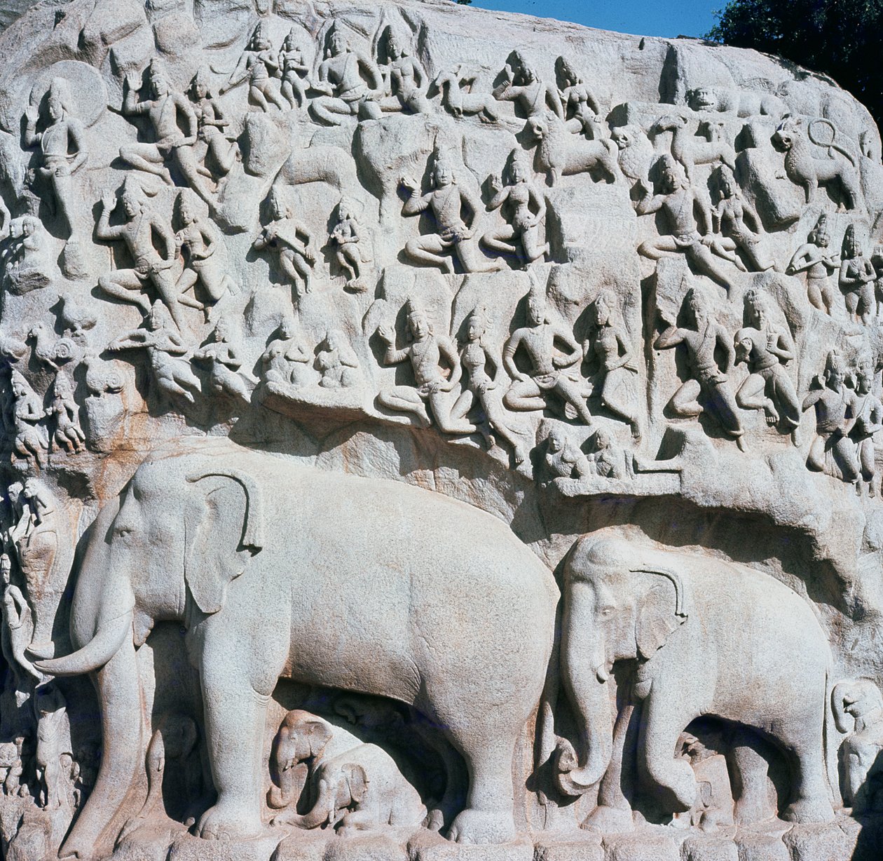 Reliéf zobrazující Arjunovo pokání od Indian School