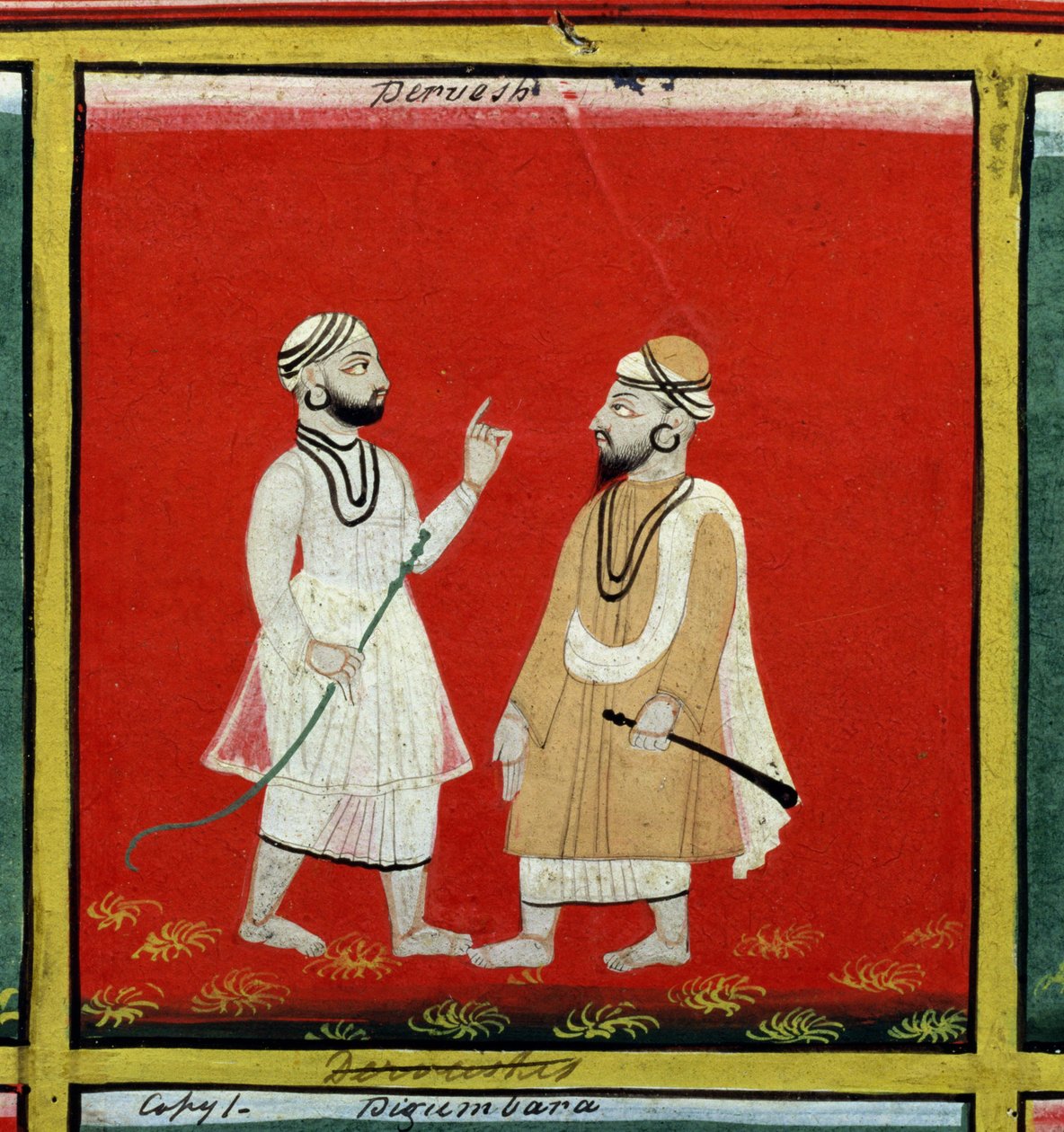 Dva dervišové, náboženští žebráci, Udaipur, kolem 1810-20 od Indian School