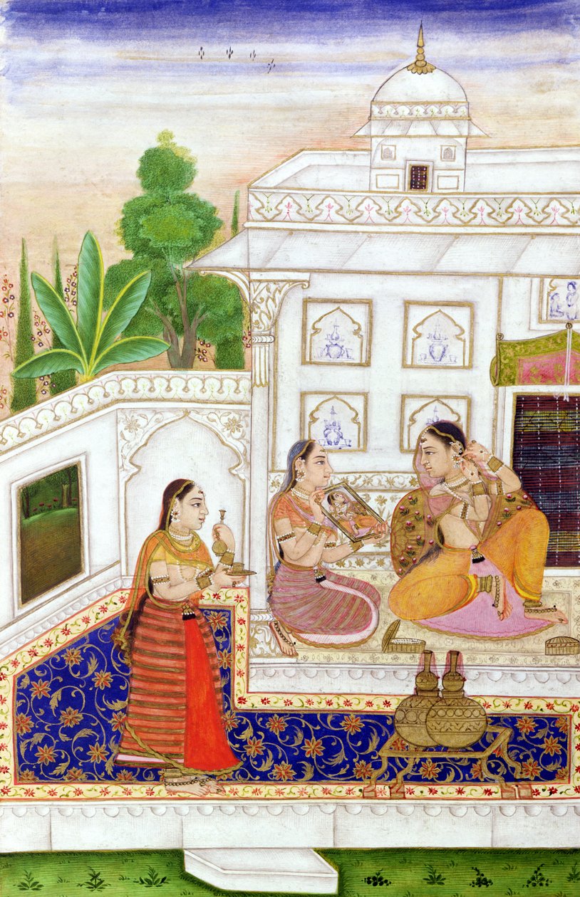 Vilaval Ragini: Žena na záchodě, z Ragamala, z Bikaner, Rajasthan od Indian School