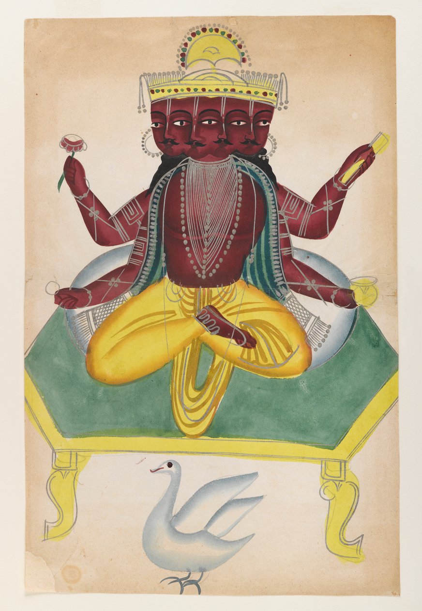 Brahma, konec 19.-začátek 20. století (wc na papíře s akcenty z leštěného cínu) od Indian School