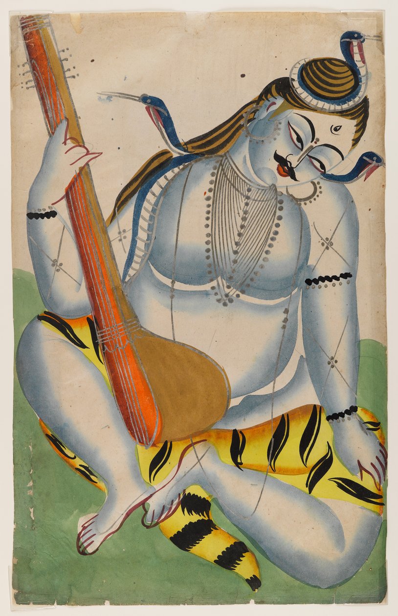 Shiva, Lord of Music, konec 19. - začátek 20. století (wc na plechu) od Indian School