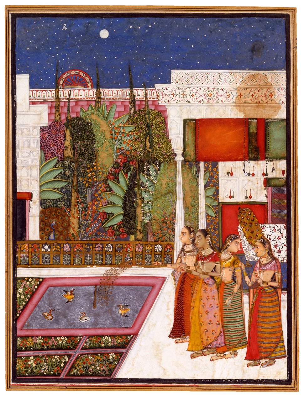 Čtyři ženy v palácové zahradě, polovina 18. století. od Indian Art