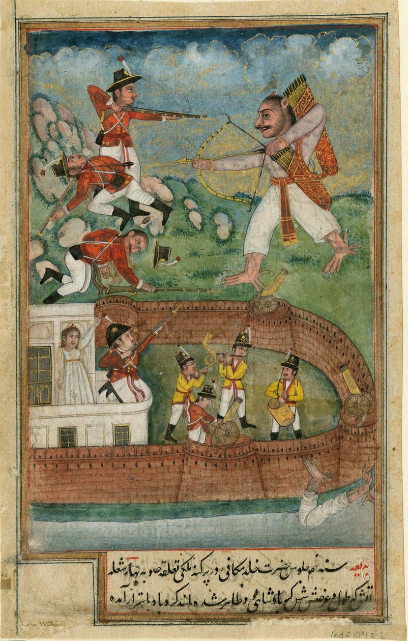 Indičtí démoni útočící na pevnost bráněnou evropskými jednotkami, c. 1790 od Indian Art