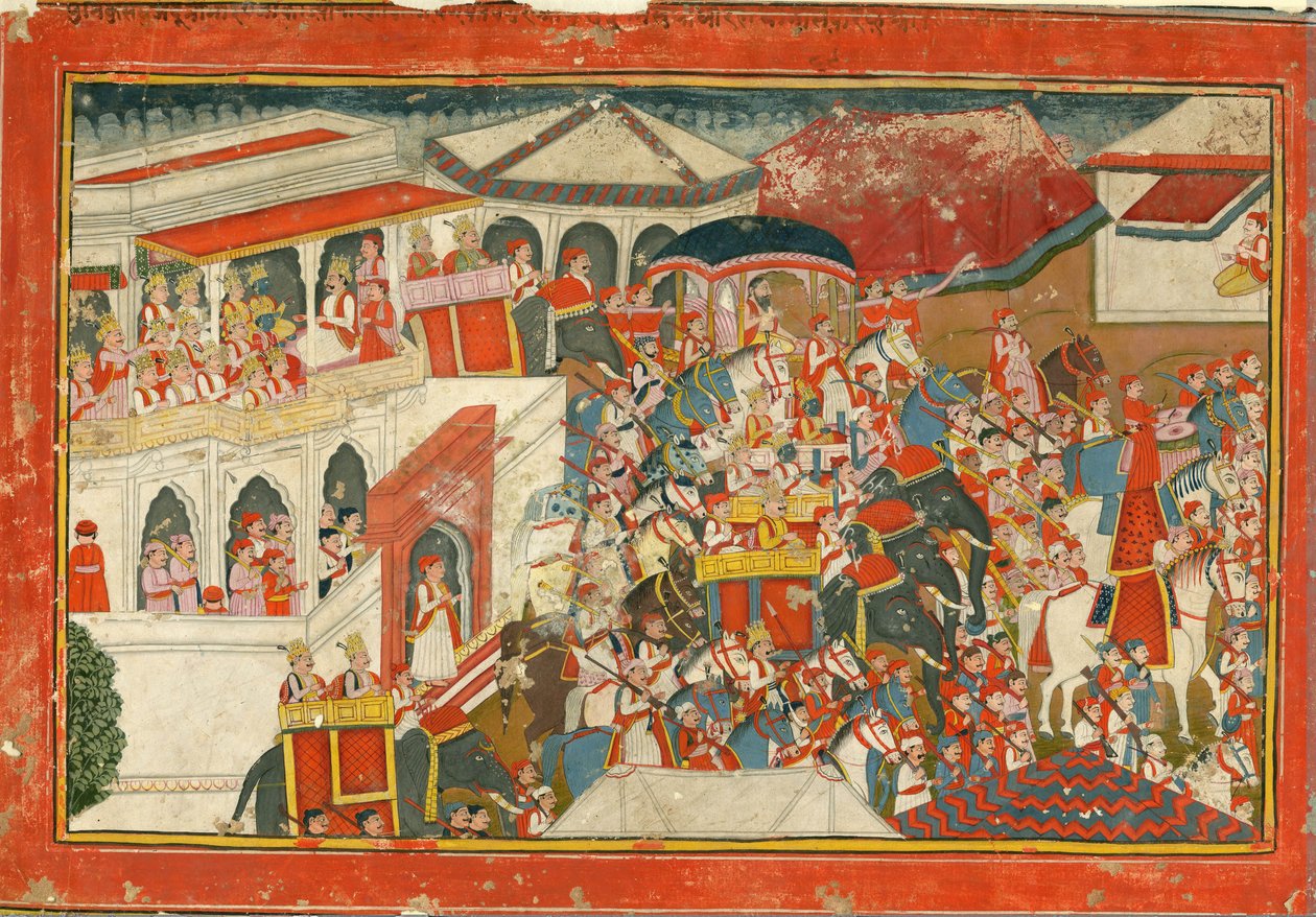 Krišna a Balaráma vyrazili z paláce, c. 1840 od Indian Art