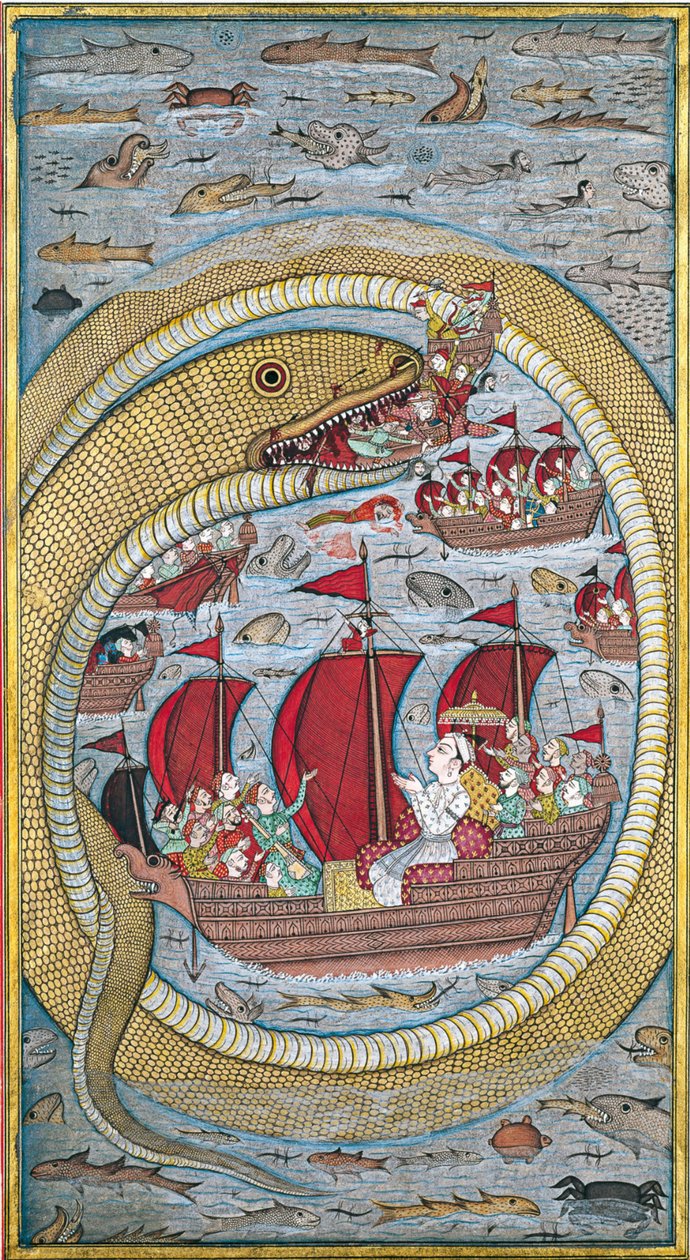 Mořský had spolkne královskou flotilu, 1670 od Indian Art