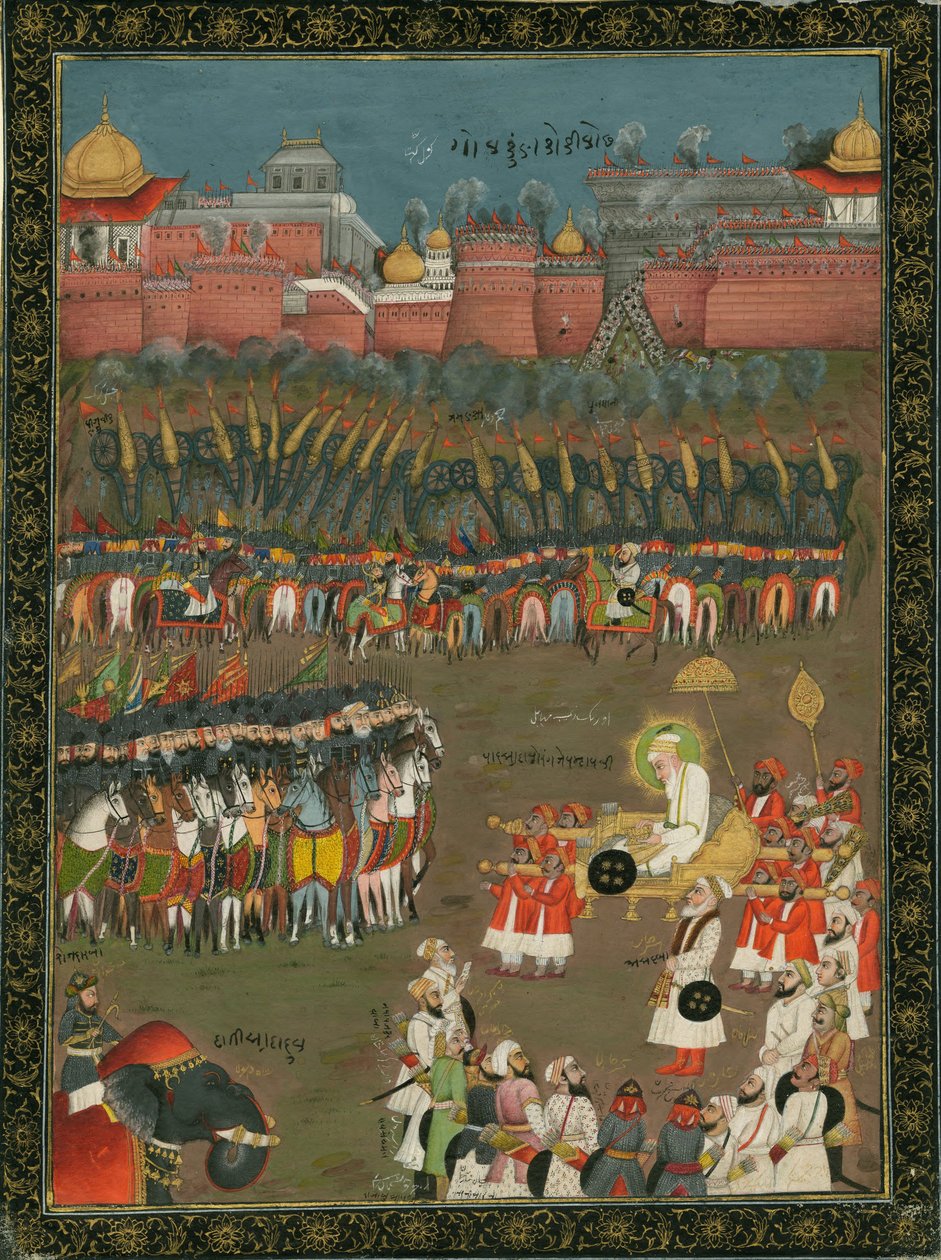 Dobytí Golkondy mughalským císařem Aurangzebem v roce 1687, cca 1760 od Indian Art